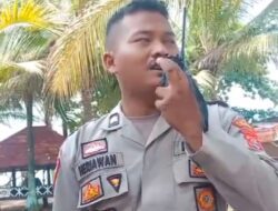 Polsek Panggarangan Polres Lebak Giat Himbauan Kepada Para Pengunjung Pantai Wisata Kelapa Warna