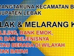 Dukung Kapolda, Karang Taruna Bayah Pasang Spanduk Bertuliskan Tolak  Bank Emok