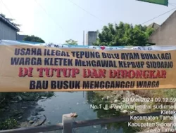Warga Kletek Sidoarjo Keluhkan Limbah Perusahaan Tepung Bulu Ayam